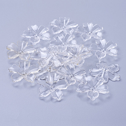 Flower Acrylic Beads, Transparent Clear Flower Bead Caps, about 29mm long, 6mm thick, hole: 2mm(X-PL670Y-1)