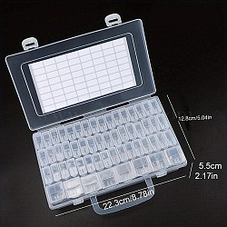 56 Compartments Removable Plastic Bead Containers, Nail Art Rhinestone Storage Box, Clear, 22.3x12.8x5.5cm(PW-WG45365-03)