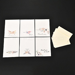 Paper Thank You Greeting Cards and Envelopes, Rectangle with Flower Pattern, White, Greeting Card: 100x150.5x0.9mm, Envelop: 108.5x160x0.8mm(DIY-L055-01)