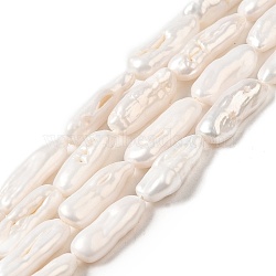 Natural Baroque Pearl Keshi Pearl Beads Strands, Cultured Freshwater Pearl, Grade 4A+, Column, Old Lace, 17~19x6~7x3~4mm, Hole: 0.5mm, about 23~24pcs/strand, 15.91~16.22''(40.4~41.2cm)(PEAR-E016-024)