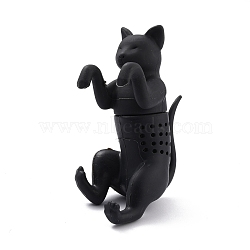 Silicone Tea Infuser, Cat Creative Animal Tea Strainer, for Tea Lovers, Black, 43x60x104mm, Inner Diameter: 24mm(AJEW-P090-01)