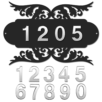 CREATCABIN DIY House Number Kits, including Iron Wall Mounted Address Plaques and Resin Mailbox Number Stickers, Mixed Color, Address Plaques: 200x300x1.5mm, Stickers: 69~70x29~54x9mm
