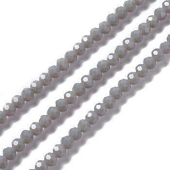 Faceted(32 Facets) Glass Beads Strands, Round, Light Grey, 6x5.5mm, Hole: 1.2mm, about 95pcs/strand, 22.24''(56.5cm)