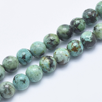 Natural African Turquoise(Jasper) Beads Strands, Round, 6mm, Hole: 1mm, about 61pcs/strand, 15.5 inch(39.5cm)