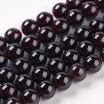Gemstone Beads Strands, Natural Garnet, Round, Dark Red, 4mm, Hole: 0.5mm, about 92pcs/strand, 17 inch