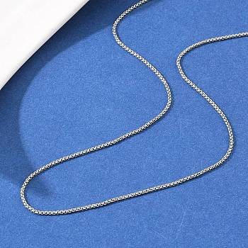 1MM Brass Box Chain Adjustable Slider Necklaces, Long-Lasting Plated, Rack Plating, Platinum, 17.72 inch(45cm)
