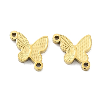 Ion Plating(IP) 316L Surgical Stainless Steel Connector Charms, Butterfly, Real 18K Gold Plated, 12x10x1.5mm, Hole: 1mm