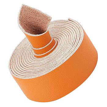 Flat Microfiber Imitation Leather Cord, Garment Accessories, Orange, 25x1.5mm, about 2.19 Yards(2m)/Roll