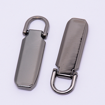 Zinc Alloy Replacement pull-tab Accessories, for Luggage Suitcase Backpack Jacket Bags Coat, Gunmetal, 41x12x4mm, Hole: 7x8mm