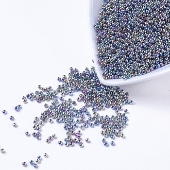 8/0 Grade A Round Glass Seed Beads, Metallic Colours Iris, Colorful, 8/0, 3x2mm, Hole: 1mm, about 10000pcs/bag