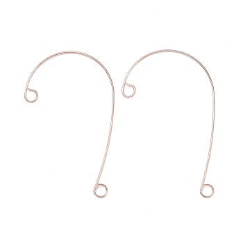 316 Stainless Steel Ear Cuff Findings, Climber Wrap Around Non Piercing Earring Findings with 2 Loop, Rose Gold, 59x37x0.5mm, Hole: 4mm