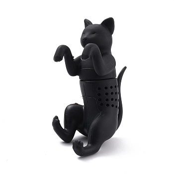 Silicone Tea Infuser, Cat Creative Animal Tea Strainer, for Tea Lovers, Black, 43x60x104mm, Inner Diameter: 24mm