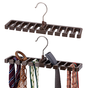 Belt Storage Rack, ABS Plastic & Foldable Iron Hook Tie and Belt Organizer for Closet Door, Wall, Rectangle, Coconut Brown, 308x75x115mm
