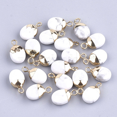 Golden Oval Howlite Charms