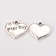 Wedding Theme Antique Silver Tone Tibetan Style Heart with Page Boy Rhinestone Charms(X-TIBEP-N005-14B)-1