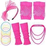 Bachelor Party Theme Costume Accessories, including Rubber Band, Head Band, Beaded Necklaces, Leg Sleeve, Oversleeve, Deep Pink, 150x130x14mm(DIY-WH20032-56A)