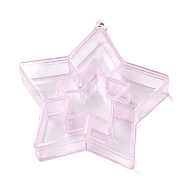 Plastic Bead Containers, Candy Treat Gift Box, for Wedding Party Packing Box, Star, Pink, 11.2x10.55x2.3cm, Hole: 3.5mm(CON-C006-15)