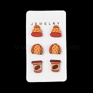 Thanksgiving Stud Earrings Set, With Wood and Steel Needle, Platinum, Food, 12x15mm(EJEW-U016-01P-01)