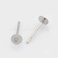 304 Stainless Steel Stud Earring Findings, Stainless Steel Color, 12x5mm, Pin: 0.7mm(STAS-N019-17-4.5mm)