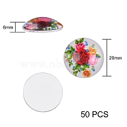 50Pcs Flower Printed Glass Cabochons, Half Round/Dome, Mixed Color, 20x6mm(GGLA-SZ0001-18)
