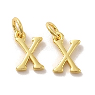 Brass Pendants, with Jump Ring, Letter X, 10x7x1.5mm, Ring: 5x1mm, inner diameter: 3mm(KK-M273-03G-X)