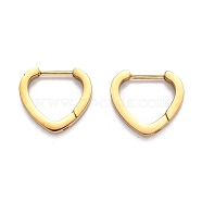 304 Stainless Steel Heart Huggie Hoop Earrings, Heart, Golden, 15x16.5x3mm, Pin: 1mm(STAS-H156-15G)