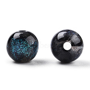 Round Imitation Cat Eye Resin Beads, with Glitter Powder, Midnight Blue, 8mm, Hole: 1.6~1.8mm(RESI-TAC0017-08E)