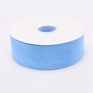 Organza Ribbon, for Crafts Gift Wrapping, Light Sky Blue, 2"(50mm), about 200yards/roll(182.88m/roll)(OCOR-WH0060-08B-03)