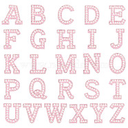 Cloth Iron on/Sew on Patches, Costume Accessories, Appliques, with Glass Rhinestone and ABS Pearl Beads, Letter A to Z, Pink, 43.5~51x20~51x5.5mm, 26pcs/set(DIY-WH0321-80)