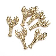 Tibetan Style Alloy Pendants, Ocean Theme, Lead Free & Nickel Free & Cadmium Free, Lobster, Real 14K Gold Plated, 38x21.5x3mm, Hole: 1.8mm(TIBEP-A040-020G-NR)