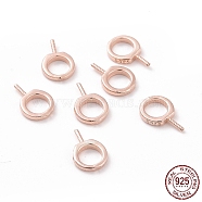 925 Sterling Silver Screw Eye Peg Bails, Ring, Rose Gold, 9x6x1mm, Hole: 4mm, Pin: 0.6mm(X-STER-D035-42RG)