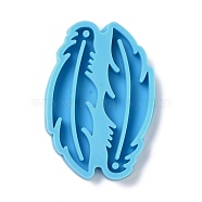 DIY Pendant Silicone Molds, for Earring Making, Resin Casting Molds, For UV Resin, Epoxy Resin Jewelry Making, Feather, Deep Sky Blue, 53x35x6mm, Hole: 2mm, Inner Diameter: 49x16mm(DIY-F102-22)