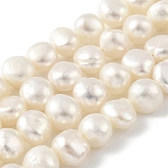 Natural Cultured Freshwater Pearl Beads Strands, Two Sides Polished, Cornsilk, 7~8mm, Hole: 0.5mm, about 25pcs/strand, 6.89''(17.5cm)(PEAR-A006-08D)