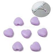 Heart PVC Plastic Cord Lock for Mouth Cover, Anti Slip Cord Buckles, Rope Adjuster, Lilac, 9.5x10x3.5mm, Hole: 2x4mm(KY-D013-04G)