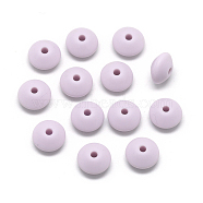 Food Grade Eco-Friendly Silicone Beads, Chewing Beads For Teethers, DIY Nursing Necklaces Making, Rondelle, Lilac, 12x6~7mm, Hole: 2mm(SIL-R009-63)