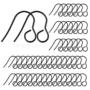 100Pcs 316 Stainless Steel Hypoallergenic French Earring Hooks, Flat Earring Hooks, Ear Wire, with Horizontal Loop, Black, 18mm, Hole: 4.6mm, 20 Gauge, Pin: 0.7mm(JX137D)