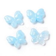 Opaque Acrylic Beads, Glitter Beads, Butterfly, Light Sky Blue, 17x20x5.5mm, Hole: 1.6mm, about 415pcs/500g(OACR-E014-14B)