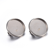 304 Stainless Steel Brooch Findings, Back Bar Findings, Flat Round, Stainless Steel Color, Tray: 14mm, 15x6.5mm, Pin: 0.7mm(STAS-F191-04P-14mm)