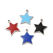 304 Stainless Steel Enamel Charms, Star Charm, Stainless Steel Color, Mixed Color, 14.5x13x1.4mm, Hole: 1mm(STAS-A078-09P)