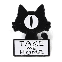 Black Aolly Brooches, Enamel Pins, Cat Shape, 30.5x23x1.5mm(JEWB-U005-04E)