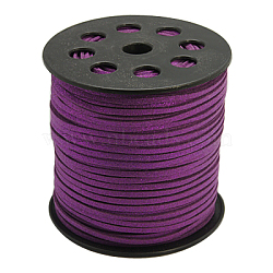 Glitter Powder Faux Suede Cord, Faux Suede Lace, Purple, 3mm, 100yards/roll(300 feet/roll)(LW-D001-1006)