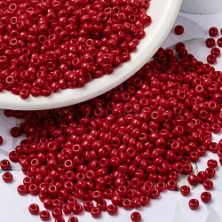 MIYUKI Round Rocailles Beads, Japanese Seed Beads, 8/0, (RR408) Opaque Red, 8/0, 3mm, Hole: 1mm, about 422~455pcs/10g(X-SEED-G008-RR0408)