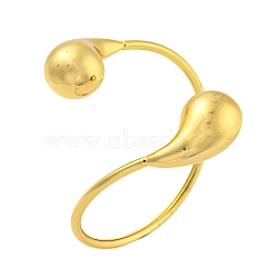 Rack Plating Brass Teardrop Open Cuff Bangles, Long-Lasting Plated, Lead Free & Cadmium Free, Real 18K Gold Plated, Inner Diameter: 2-1/2 inch(6.2cm)(BJEW-Q347-01G)