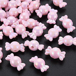 Opaque Acrylic Beads, AB Color, Candy, Pink, 17x9x9mm, Hole: 2mm, about 943pcs/500g(MACR-S153-83-I02)