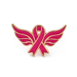 Awareness Ribbon Theme Enamel Pins, Light Golden Alloy for Backpack Clothes, Wing, 14.5x25.5mm(JEWB-F035-01B)