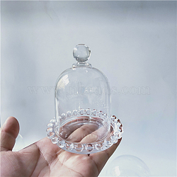 Glass Dome Cover, Decorative Display Case, Cloche Bell Jar Terrarium with Glass Base, Clear, 120x125mm(BOTT-PW0011-56E)