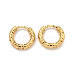 202 Stainless Steel Huggie Hoop Earrings with 304 Stainless Steel Pins for Women, Golden, 12x2.5mm(EJEW-H003-04G)