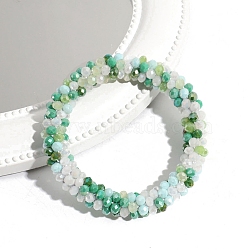 Sparkle Glass Beads Hair Ties, Elastic Hairbands for Women, Medium Aquamarine, 70mm(PW-WG89862-06)
