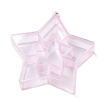 Plastic Bead Containers, Candy Treat Gift Box, for Wedding Party Packing Box, Star, Pink, 11.2x10.55x2.3cm, Hole: 3.5mm