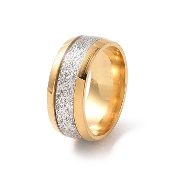 Enamel Texture Flat Band Ring, 201 Stainless Steel Jewelry for Women, Golden, Inner Diameter: 17mm